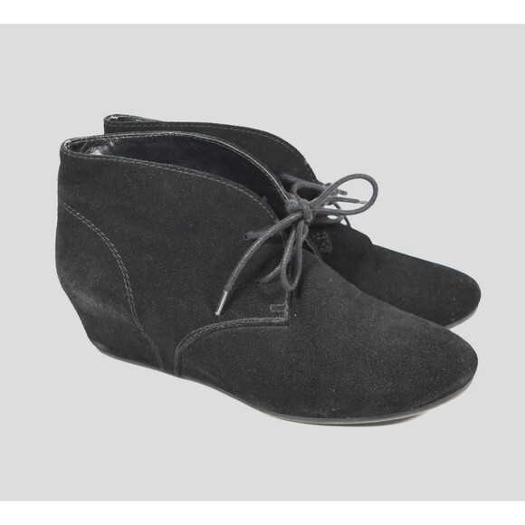 Nine West Black Suede Joanis Wedge Ankle Boots Size 8 M - Picture 1 of 9